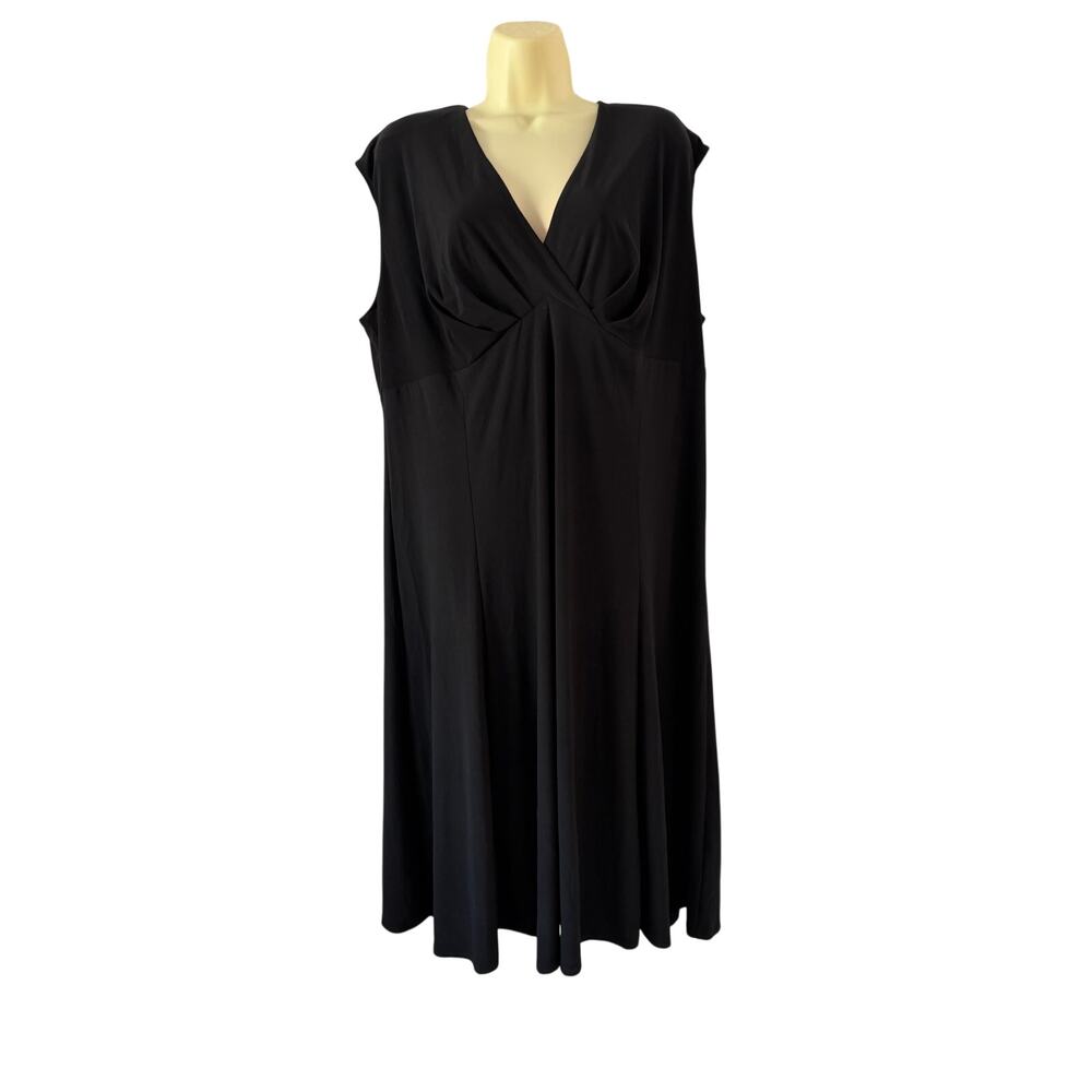 Chaps Black Knit Dress Size 18W Curvy Empire Waist Summer LBD